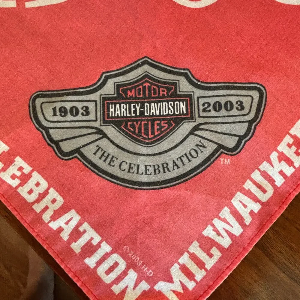 Vintage 2003 Harley-Davidson Bandana Handkerchief Red 100th Anniversary RARE